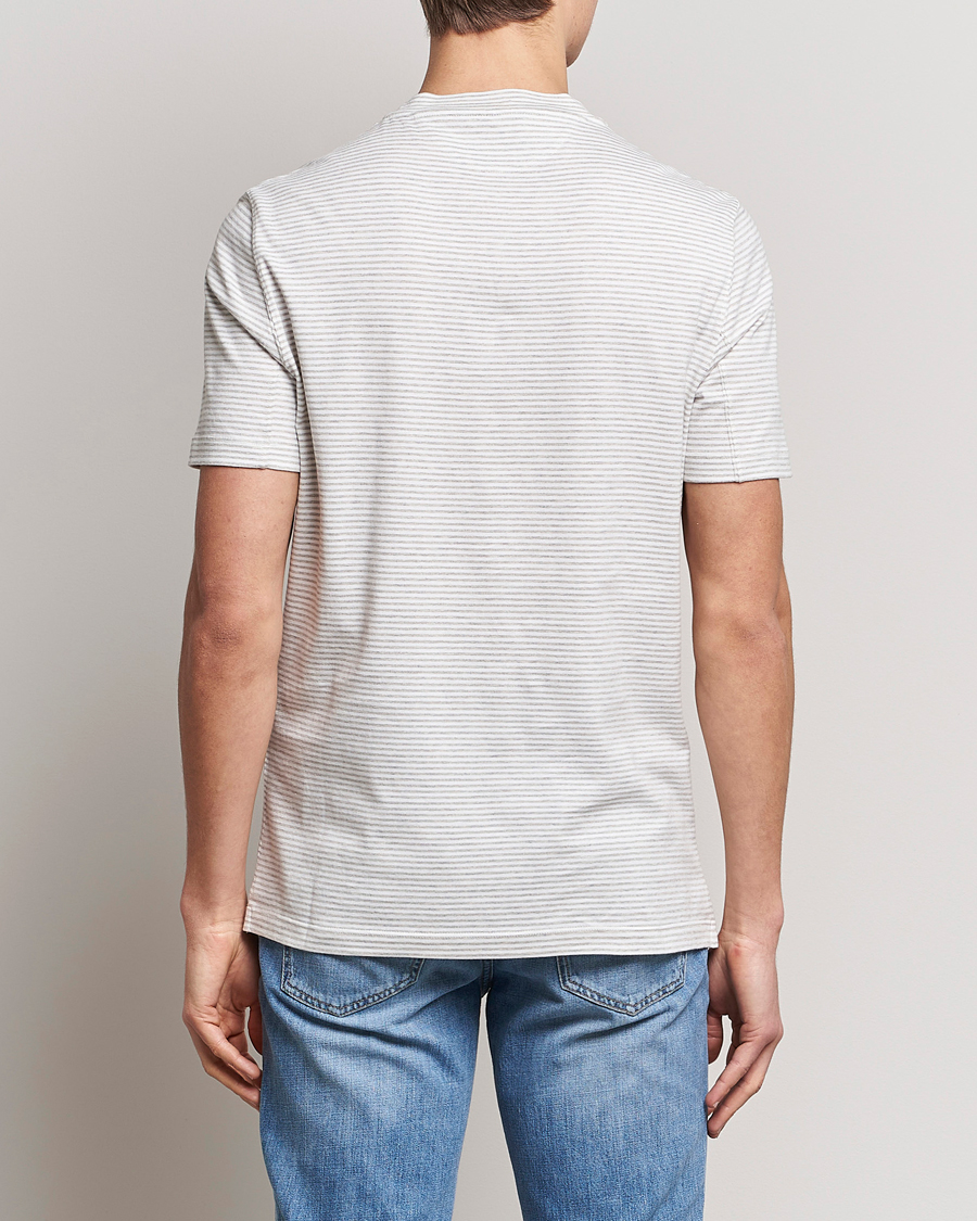 Uomini | T-shirt | Brunello Cucinelli | Short Sleeve Striped T-Shirt Light Grey
