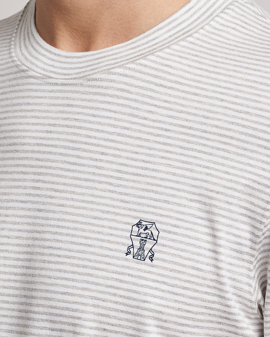 Uomini | T-shirt | Brunello Cucinelli | Short Sleeve Striped T-Shirt Light Grey