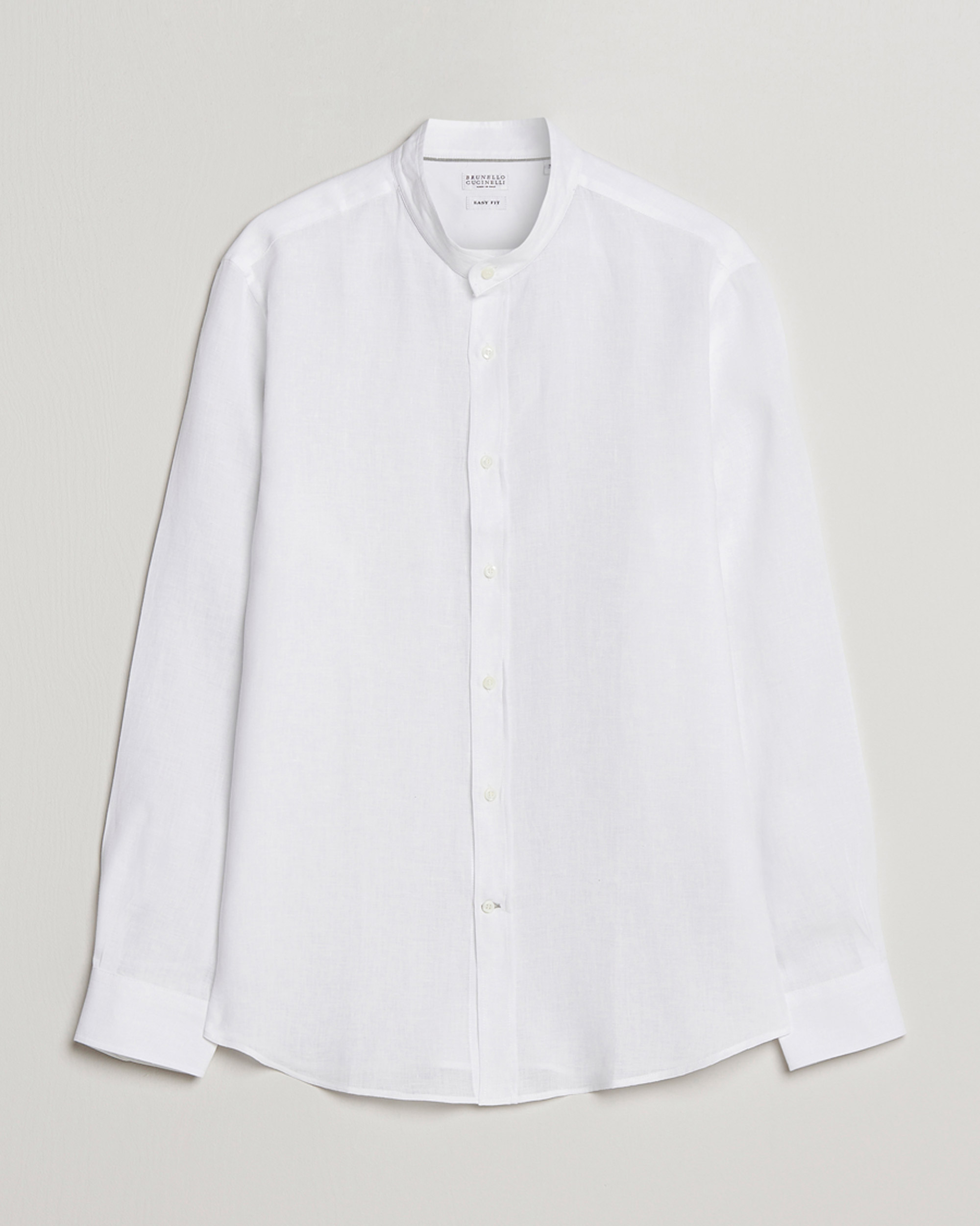 Uomini | Camicie | Brunello Cucinelli | Linen Guru Collar Shirt White