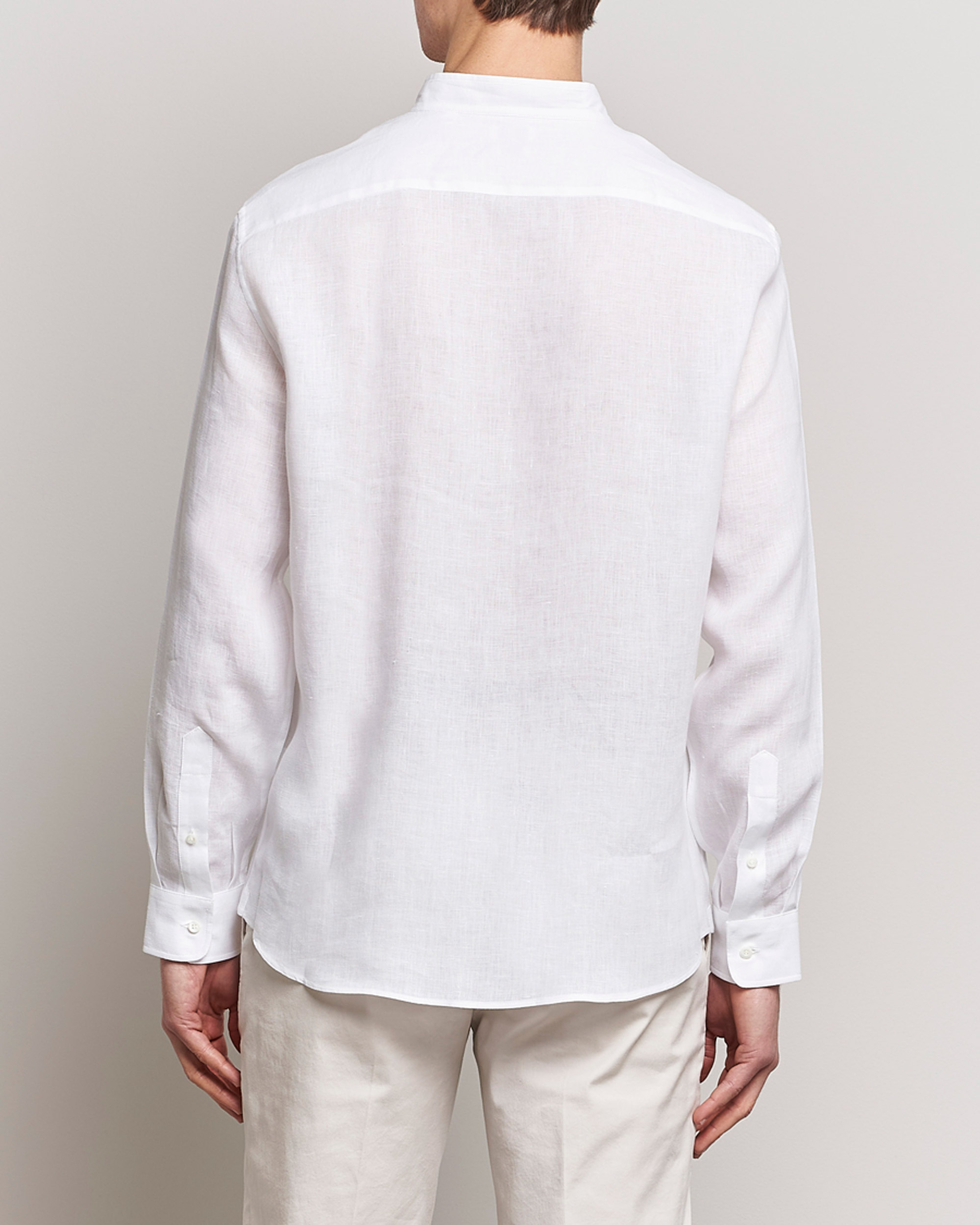 Uomini | Camicie | Brunello Cucinelli | Linen Guru Collar Shirt White