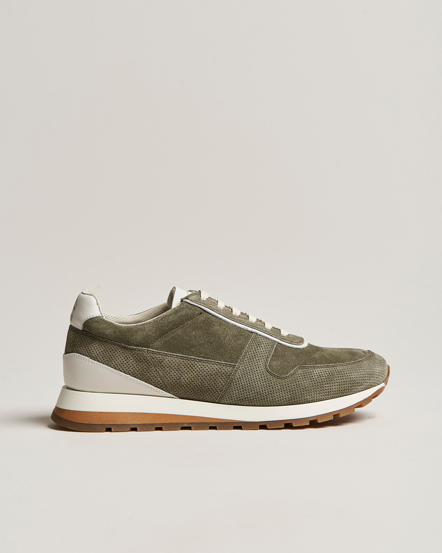 Uomini | Brunello Cucinelli Perforated Running Sneakers Olive | Brunello Cucinelli | Perforated Running Sneakers Olive