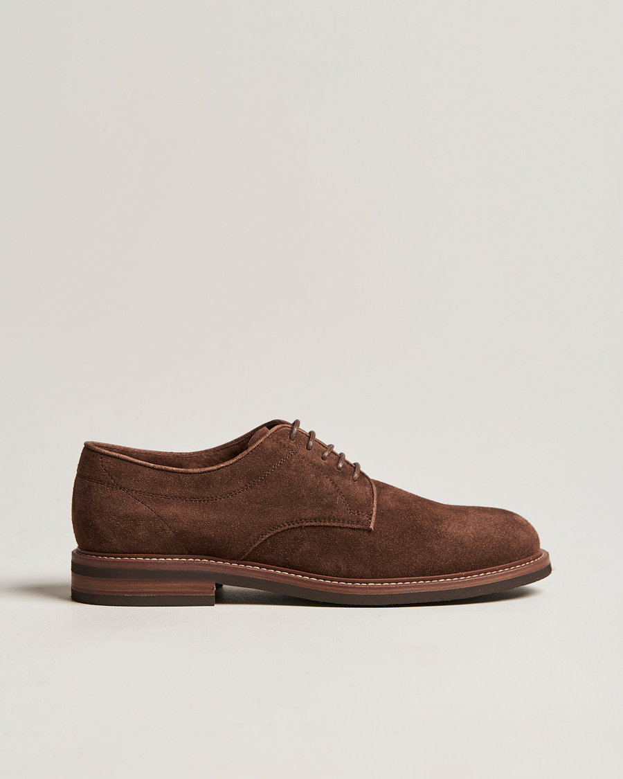 Uomini | Brunello Cucinelli Plain Toe Derby Dark Brown Suede | Brunello Cucinelli | Plain Toe Derby Dark Brown Suede