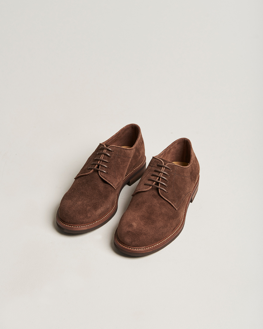 Uomini | Brunello Cucinelli Plain Toe Derby Dark Brown Suede | Brunello Cucinelli | Plain Toe Derby Dark Brown Suede