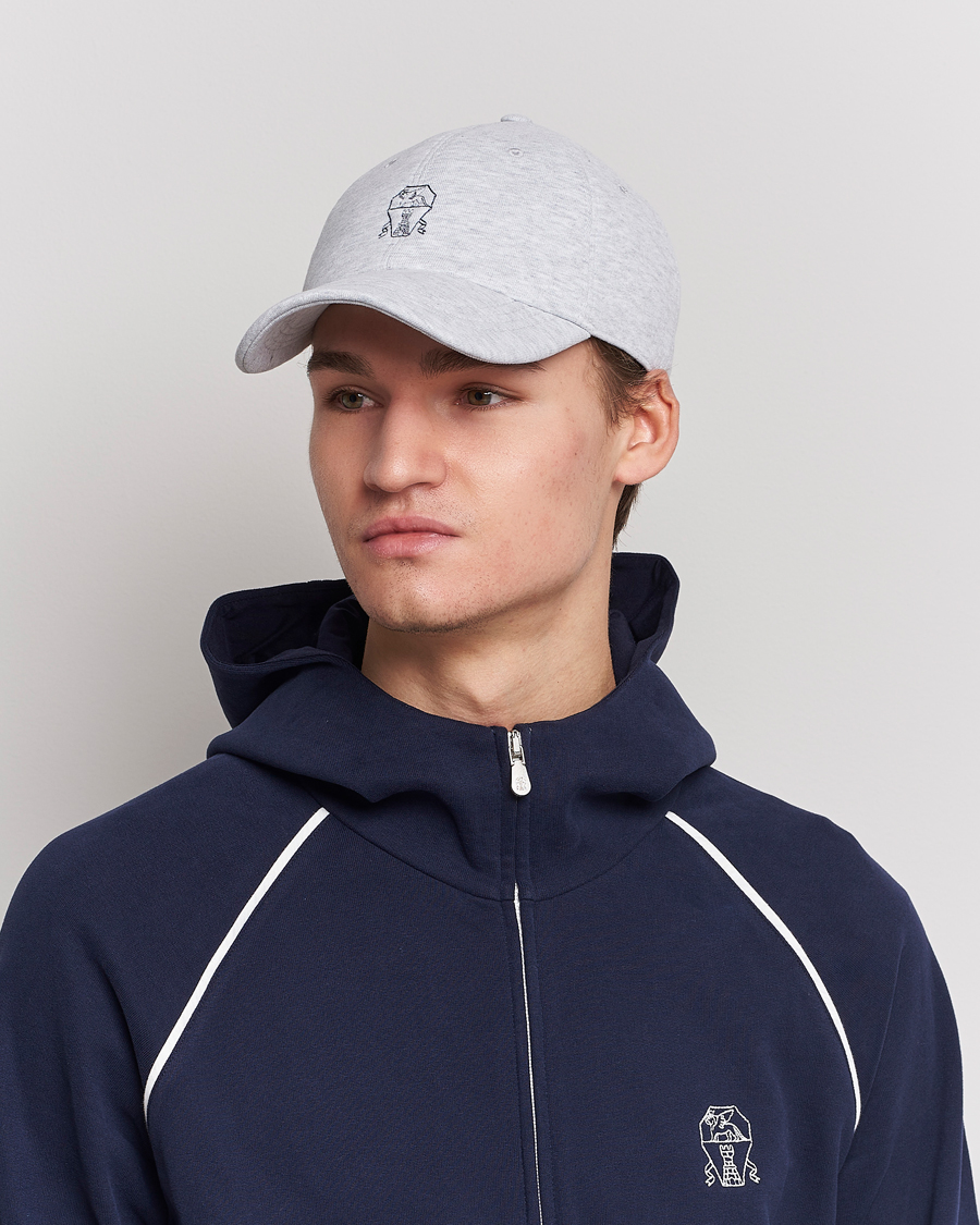 Uomini | Brunello Cucinelli Peach Baseball Cap Light Grey | Brunello Cucinelli | Peach Baseball Cap Light Grey