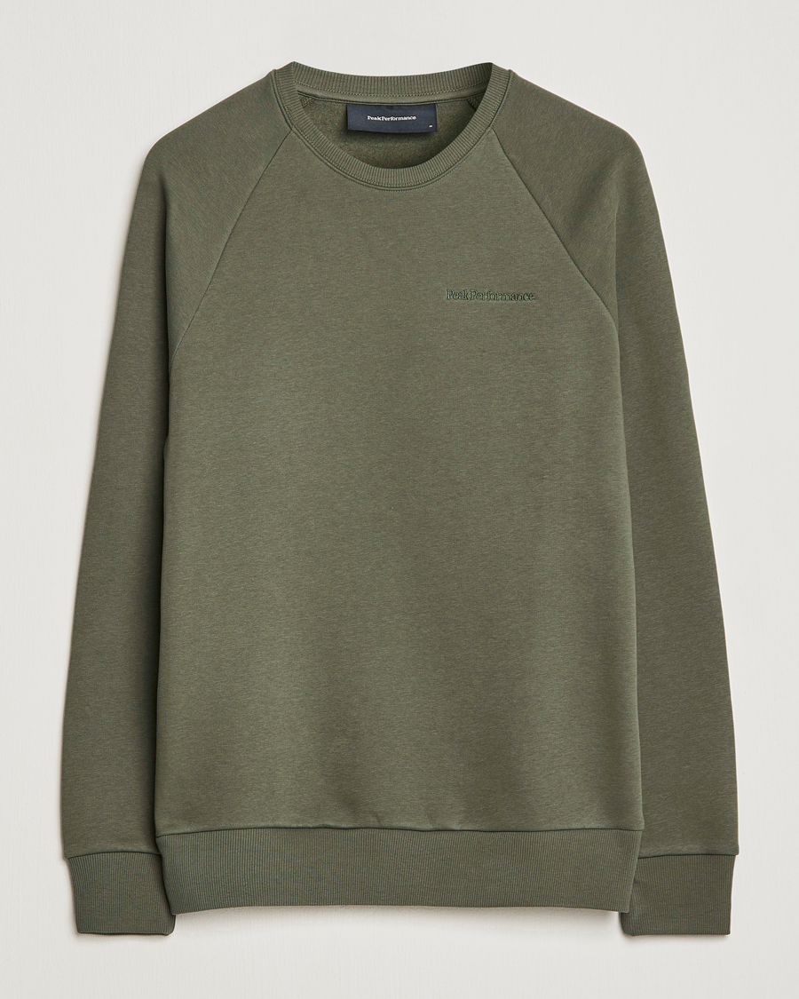 Uomini | Maglieria | Peak Performance | Original Small Logo Crew Neck Sweatshirt Pine Needle
