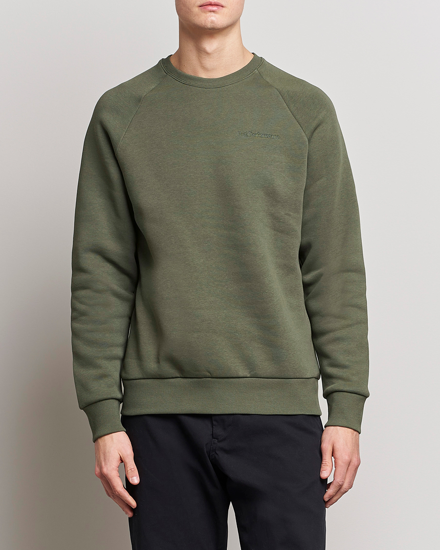 Uomini | Maglieria | Peak Performance | Original Small Logo Crew Neck Sweatshirt Pine Needle
