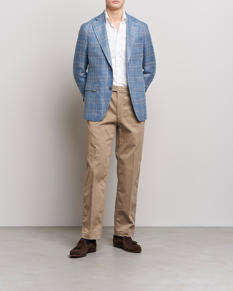 Uomini | Blazers | Oscar Jacobson | Fogerty Soft Cotton/Linen/Wool Blazer Light Blue