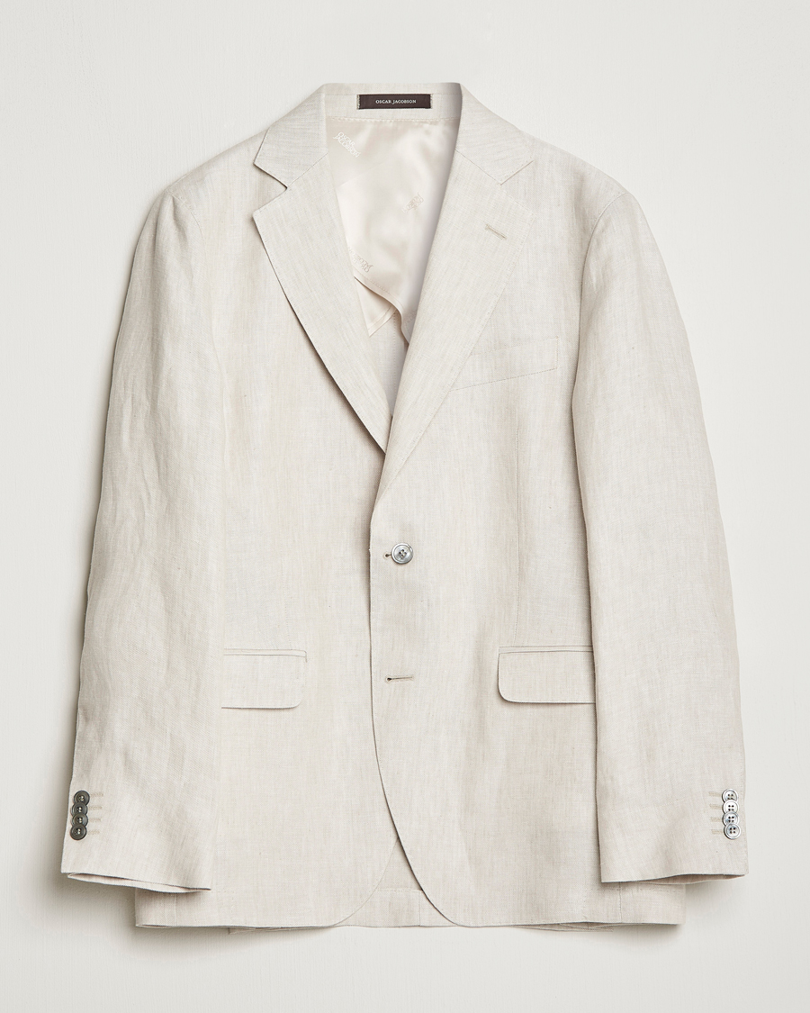 Uomini | Blazers | Oscar Jacobson | Ferry Soft Linen Blazer Off White