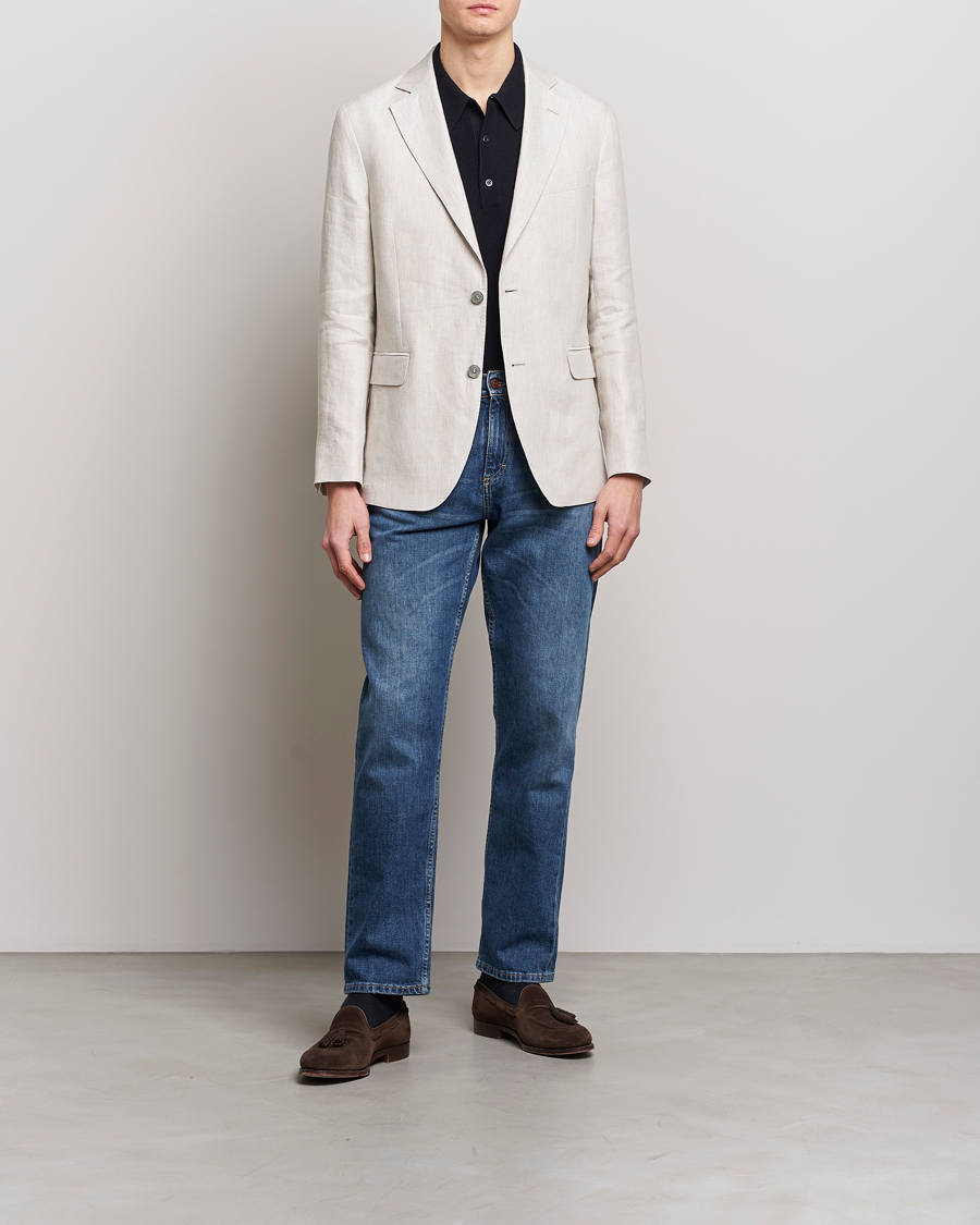 Uomini | Blazers | Oscar Jacobson | Ferry Soft Linen Blazer Off White