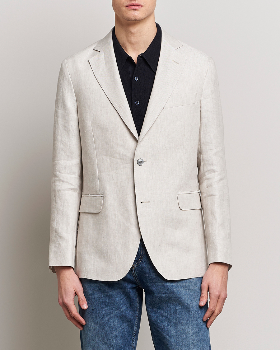 Uomini | Blazers | Oscar Jacobson | Ferry Soft Linen Blazer Off White
