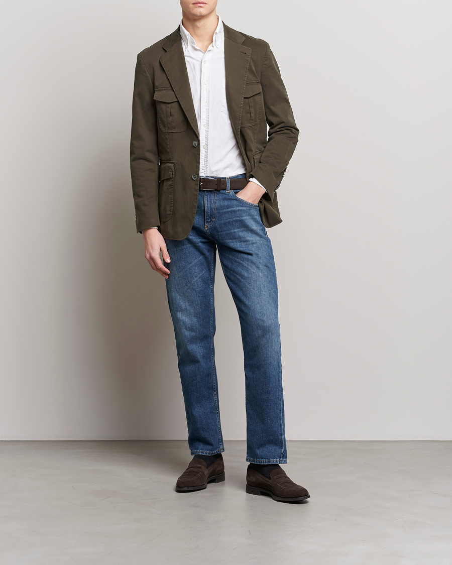 Uomini | Blazers | Oscar Jacobson | Friso Cotton Safari Blazer Dark Green