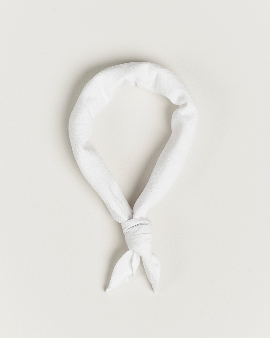 Uomini | Oscar Jacobson Cotton Structure Bandana White | Oscar Jacobson | Cotton Structure Bandana White