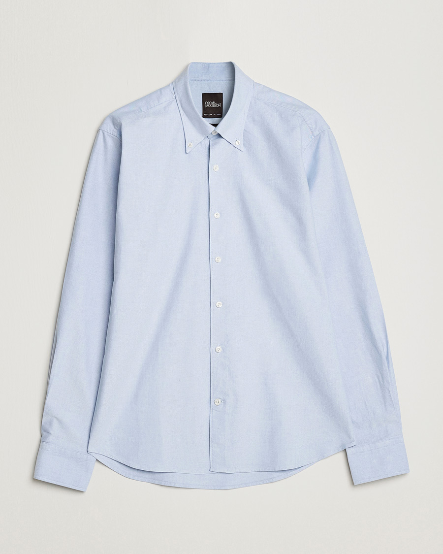 Uomini | Camicie | Oscar Jacobson | Regular Fit Button Down Oxford Shirt Light Blue