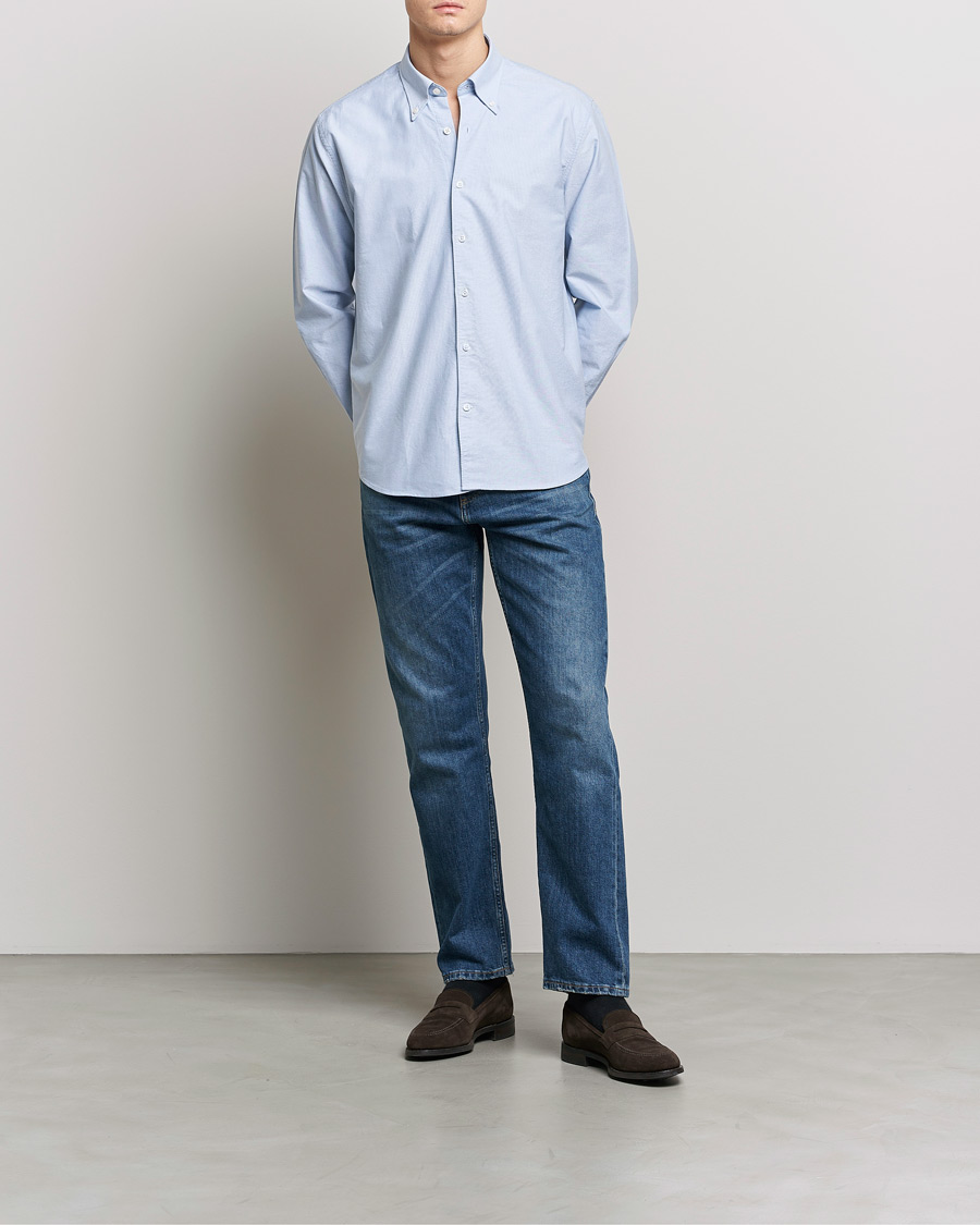 Uomini | Camicie | Oscar Jacobson | Regular Fit Button Down Oxford Shirt Light Blue