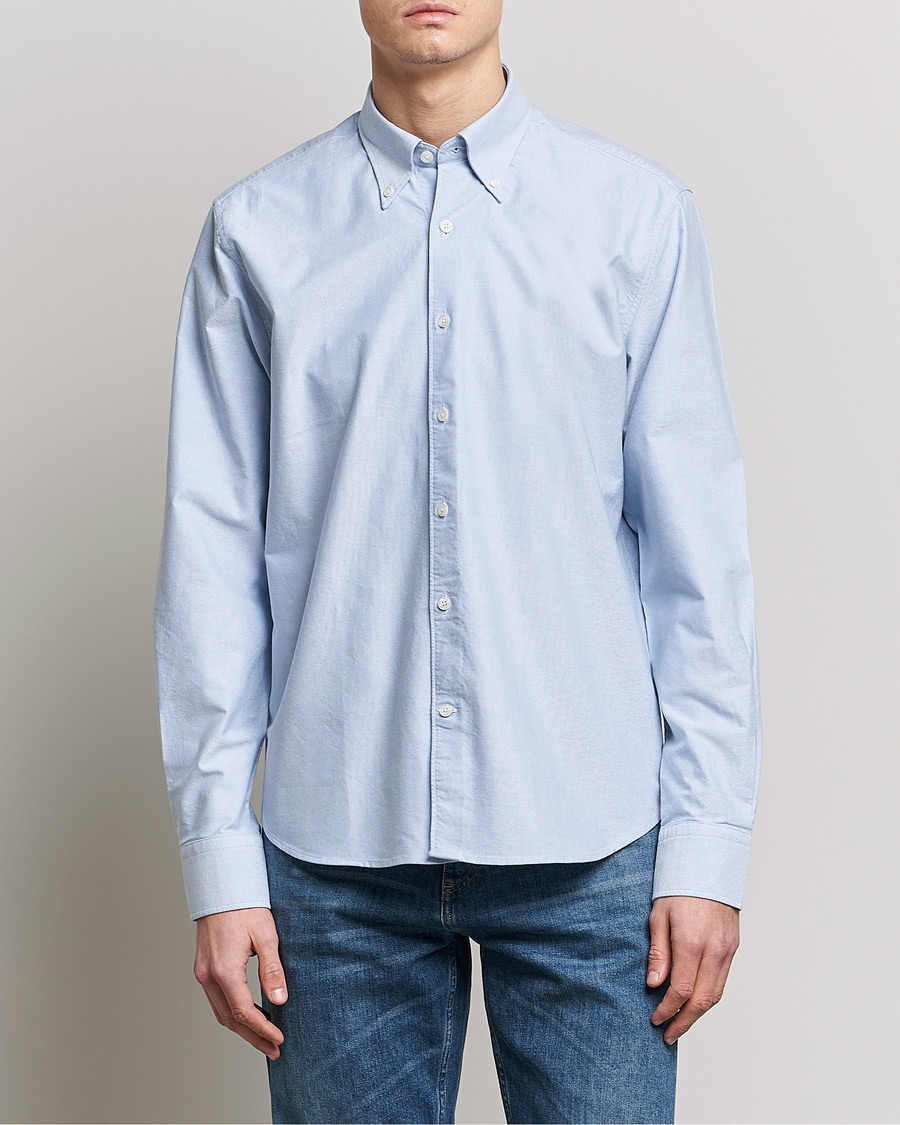 Uomini | Camicie | Oscar Jacobson | Regular Fit Button Down Oxford Shirt Light Blue