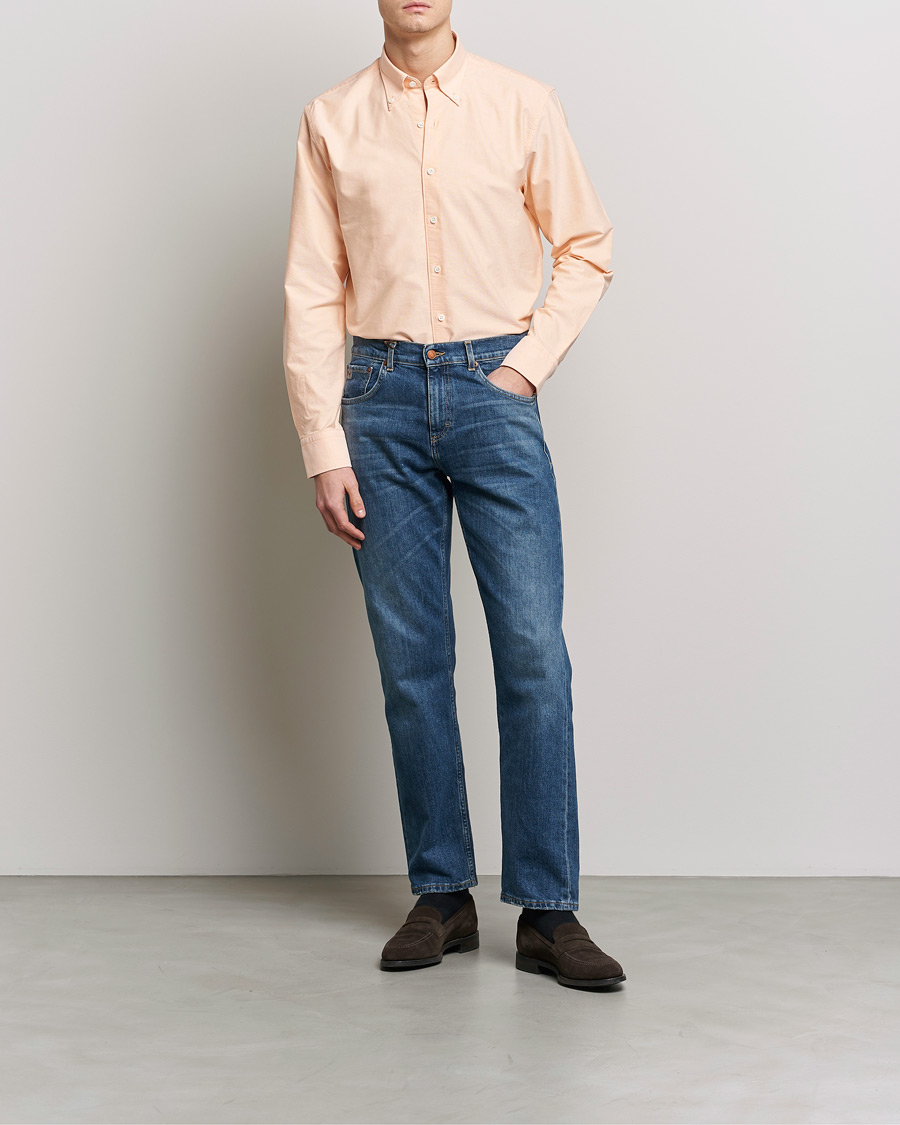 Uomini | Camicie | Oscar Jacobson | Regular Fit Button Down Oxford Shirt Orange