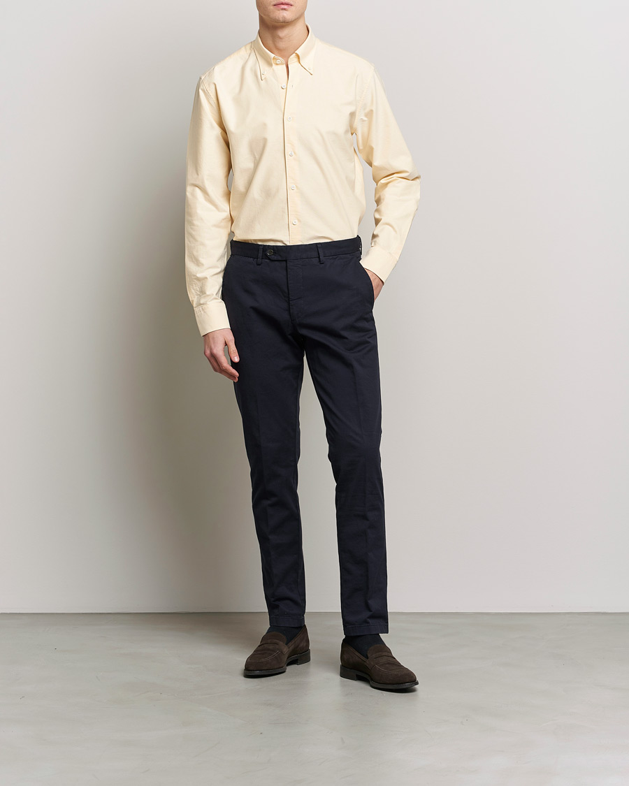 Uomini | Camicie | Oscar Jacobson | Regular Fit Button Down Oxford Shirt Yellow