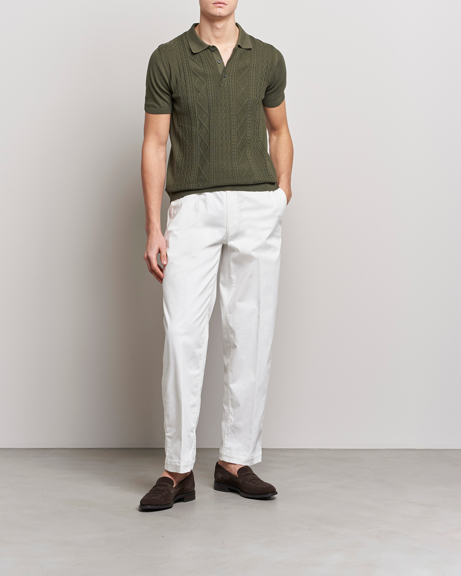 Uomini | Polo | Oscar Jacobson | Bard Short Sleeve Structured Cotton Polo Olive