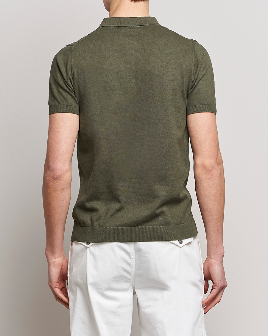 Uomini | Polo | Oscar Jacobson | Bard Short Sleeve Structured Cotton Polo Olive