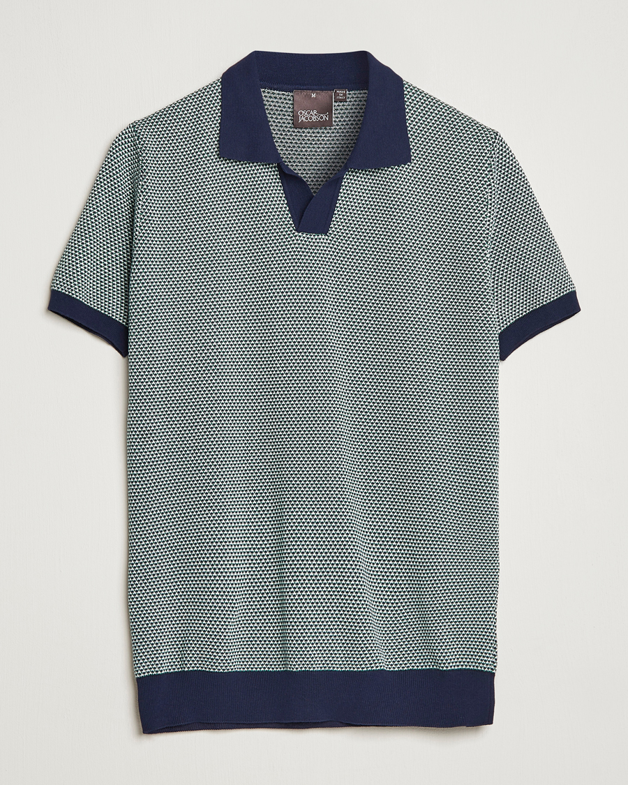 Uomini | Polo | Oscar Jacobson | Dalius Cotton Woven Structure Cotton Polo Green