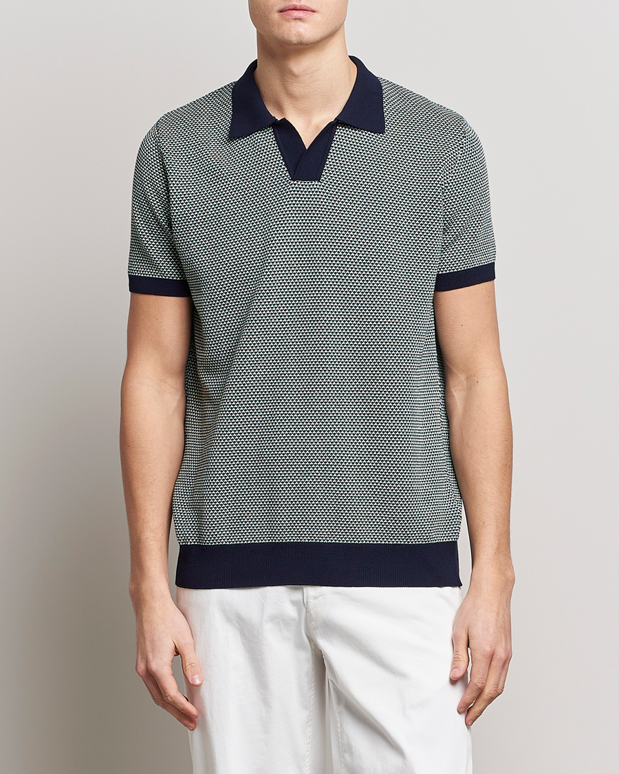 Uomini | Polo | Oscar Jacobson | Dalius Cotton Woven Structure Cotton Polo Green