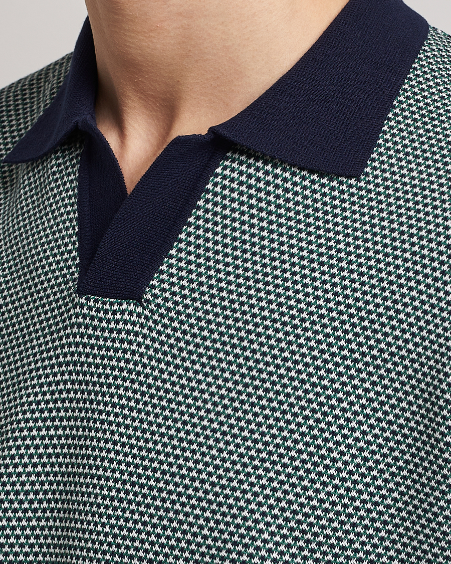 Uomini | Polo | Oscar Jacobson | Dalius Cotton Woven Structure Cotton Polo Green