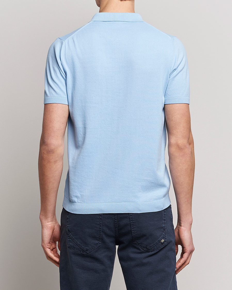 Uomini | Polo | Oscar Jacobson | Otto Short Sleeve Zip Polo Light Blue