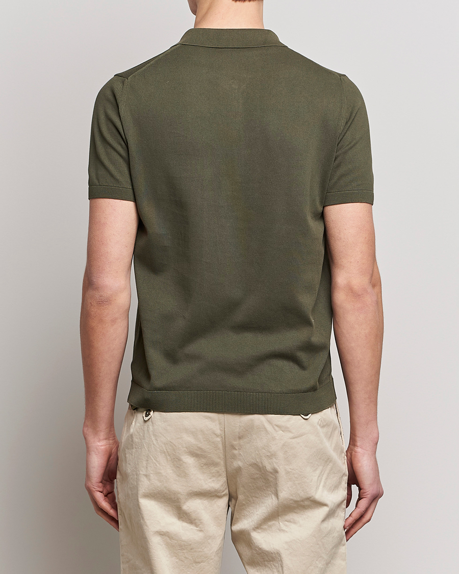 Uomini | Polo | Oscar Jacobson | Otto Short Sleeve Zip Polo Olive