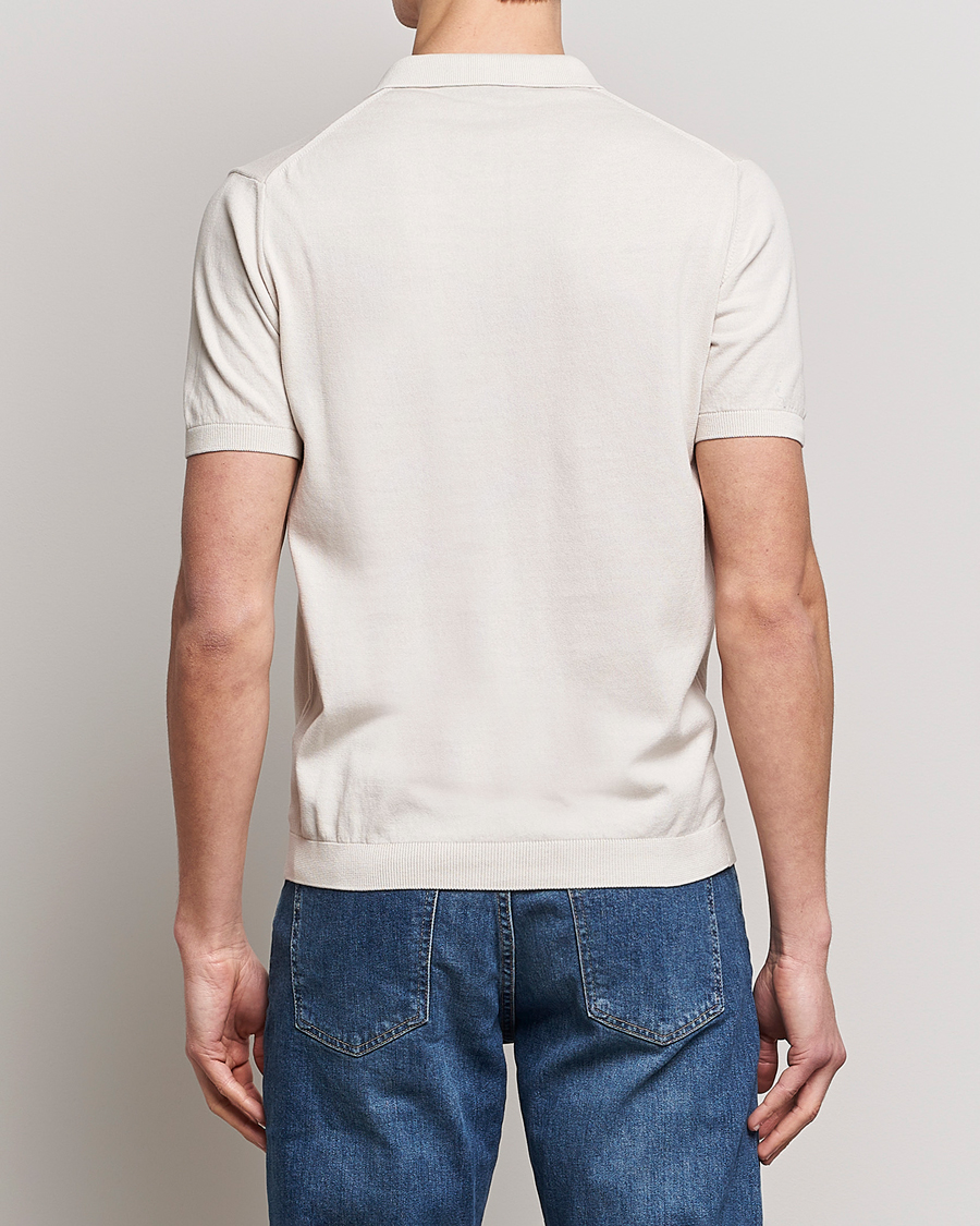 Uomini | Polo | Oscar Jacobson | Otto Short Sleeve Zip Polo Creme