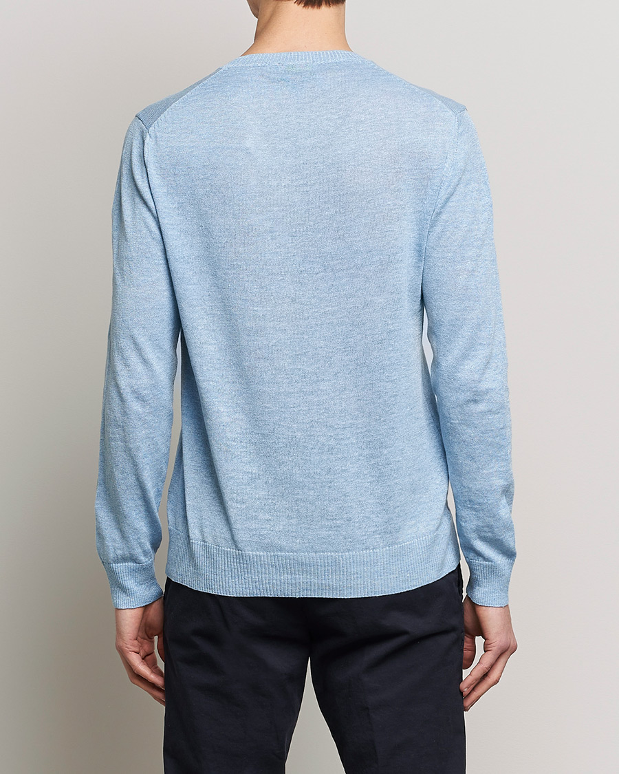 Uomini | Maglieria | Oscar Jacobson | Valter Linen/Cotton Crew Neck Light Blue