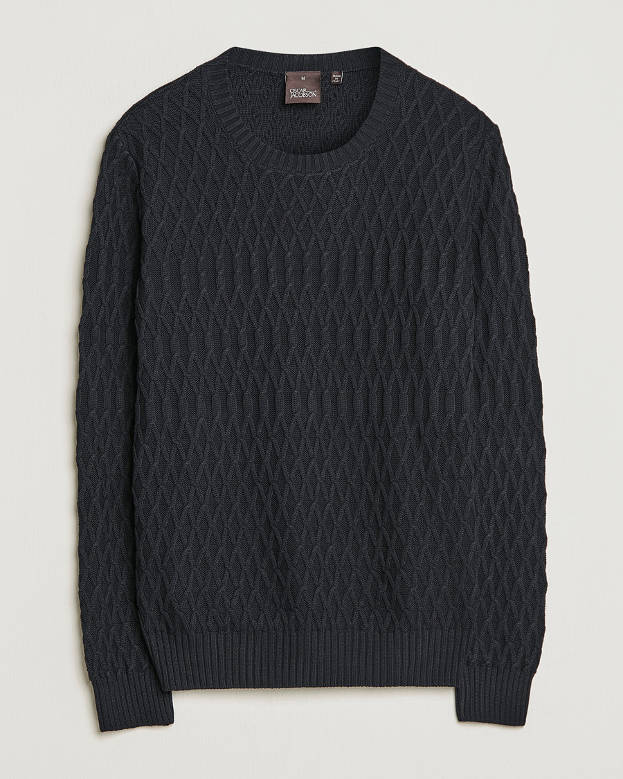 Uomini | Maglieria | Oscar Jacobson | Cotton Fisherman Sweatshirt Navy