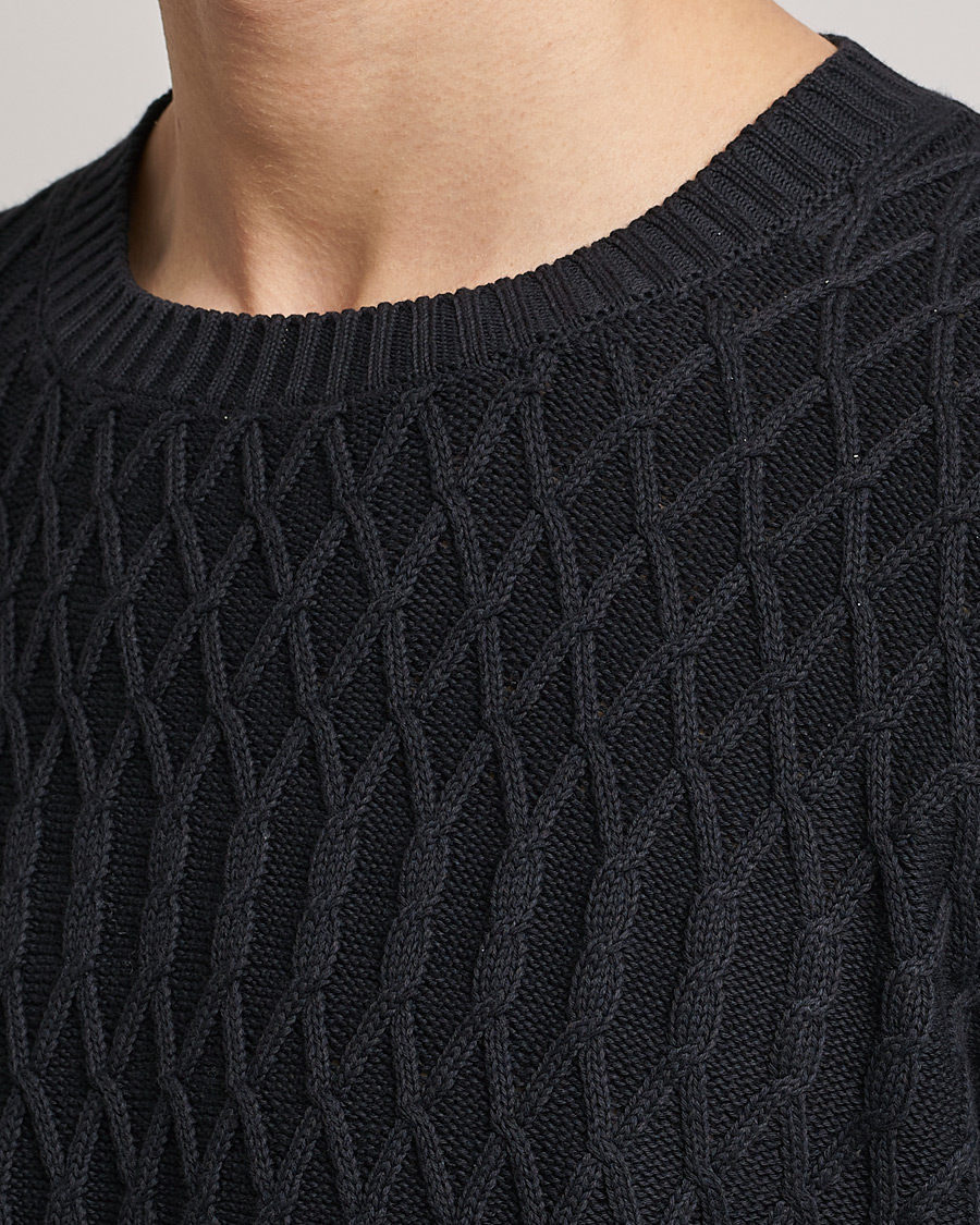 Uomini | Maglieria | Oscar Jacobson | Cotton Fisherman Sweatshirt Navy