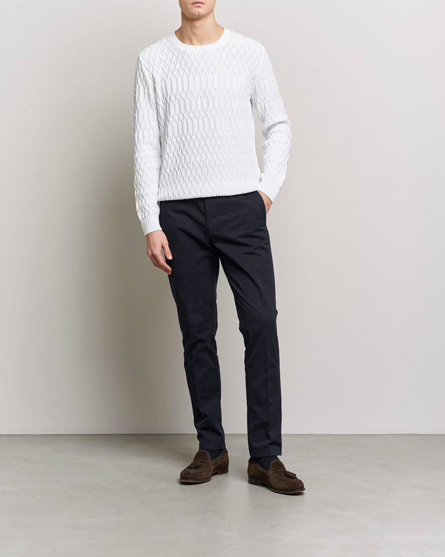 Uomini | Maglieria | Oscar Jacobson | Cotton Fisherman Sweatshirt White