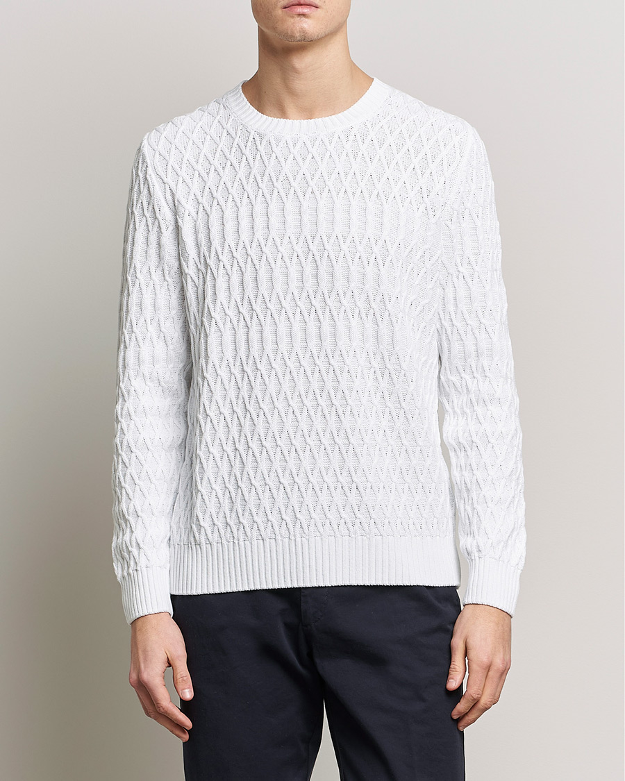 Uomini | Maglieria | Oscar Jacobson | Cotton Fisherman Sweatshirt White