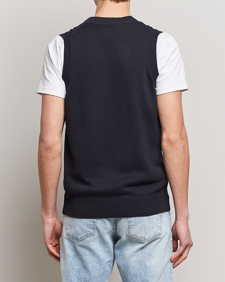 Uomini | Maglieria | Oscar Jacobson | Lucas Cable Knitted Vest Navy