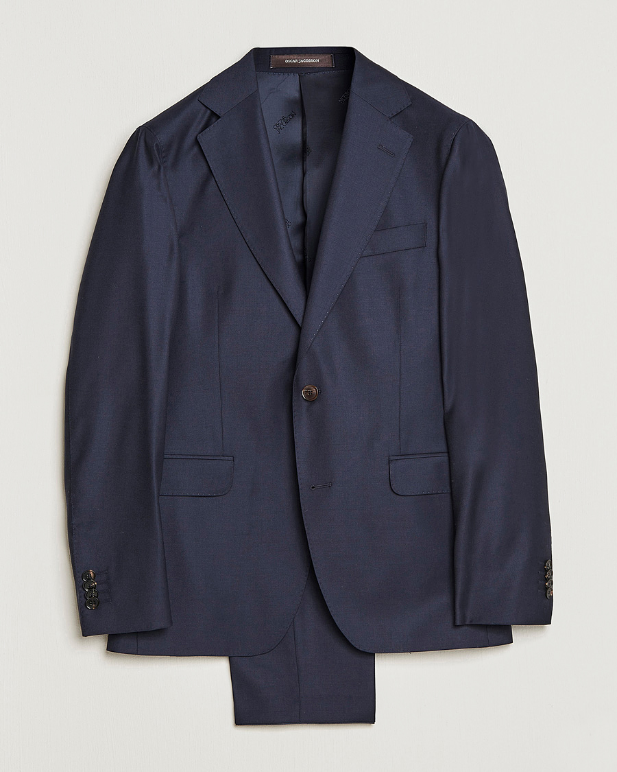 Uomini | Abiti | Oscar Jacobson | Ego Loro Piana Zelander Merino Wool Suit Navy