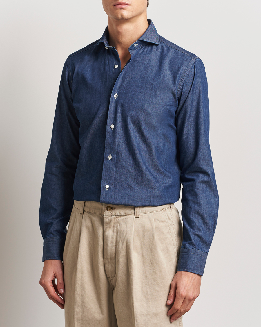 Uomini | Camicie | Kamakura Shirts | Slim Fit Denim Shirt Dark Indigo