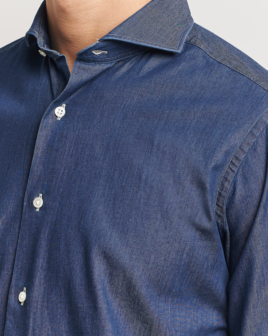 Uomini | Camicie | Kamakura Shirts | Slim Fit Denim Shirt Dark Indigo