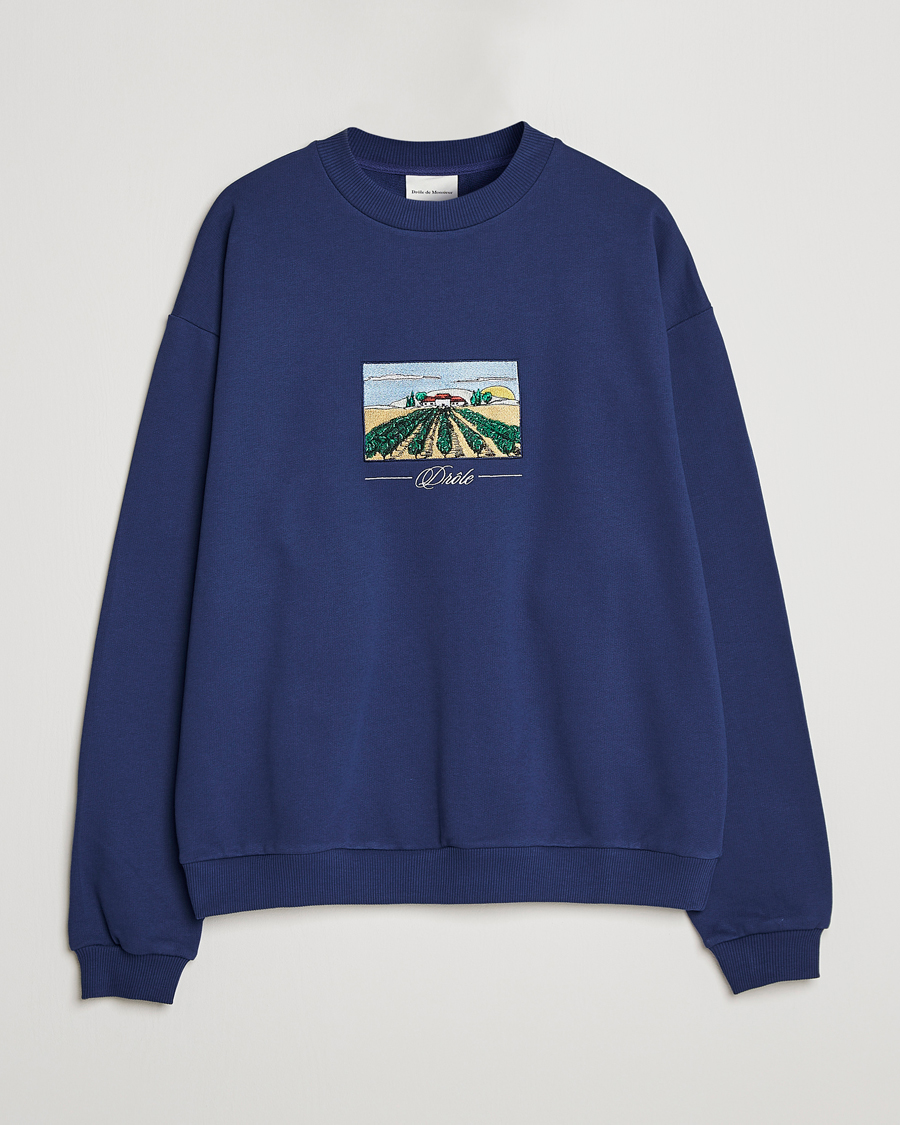 Uomini | Maglieria | Drôle de Monsieur | Vignes Embroidered Sweatshirt Navy