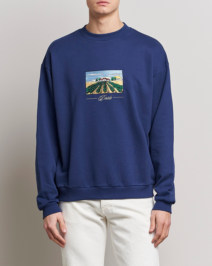 Uomini | Maglieria | Drôle de Monsieur | Vignes Embroidered Sweatshirt Navy