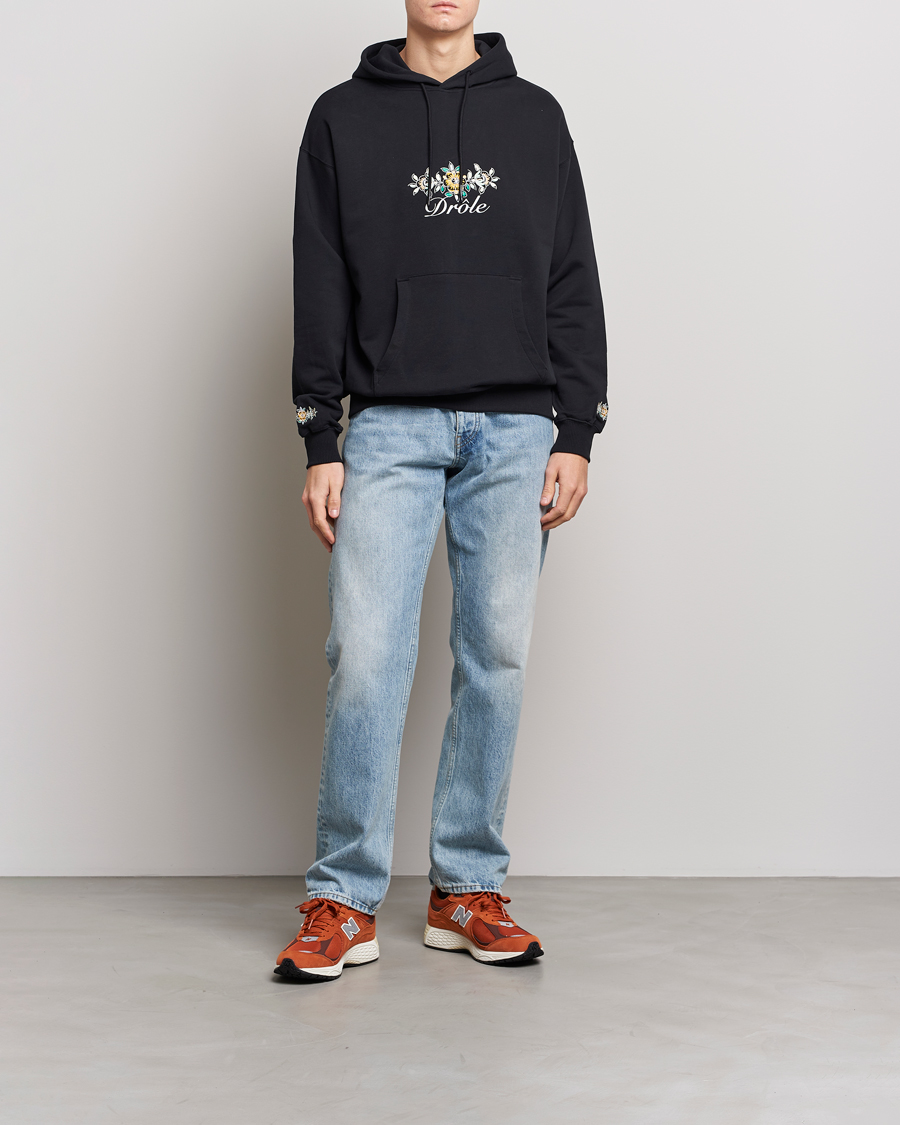 Uomini | Maglieria | Drôle de Monsieur | Fleur Embroidered Hoodie Black