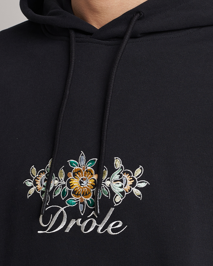 Uomini | Maglieria | Drôle de Monsieur | Fleur Embroidered Hoodie Black