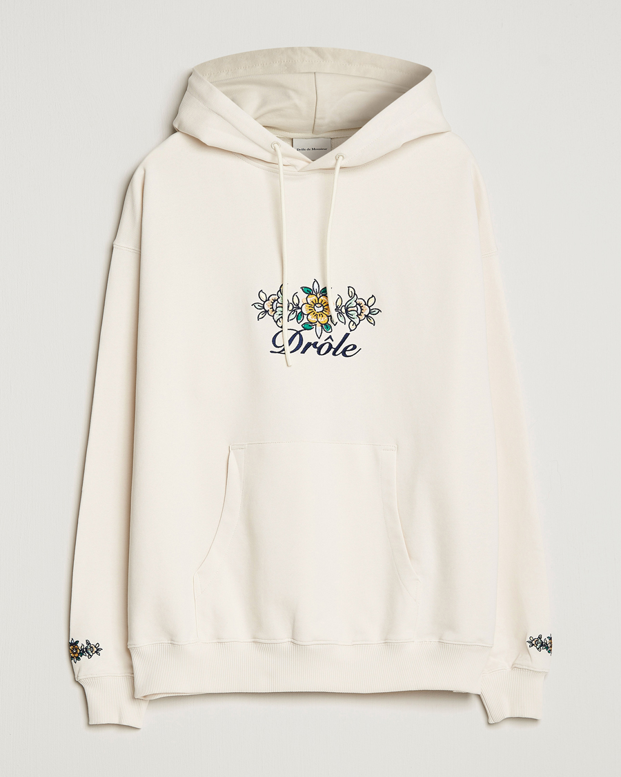 Uomini | Maglieria | Drôle de Monsieur | Fleur Embroidered Hoodie Off White