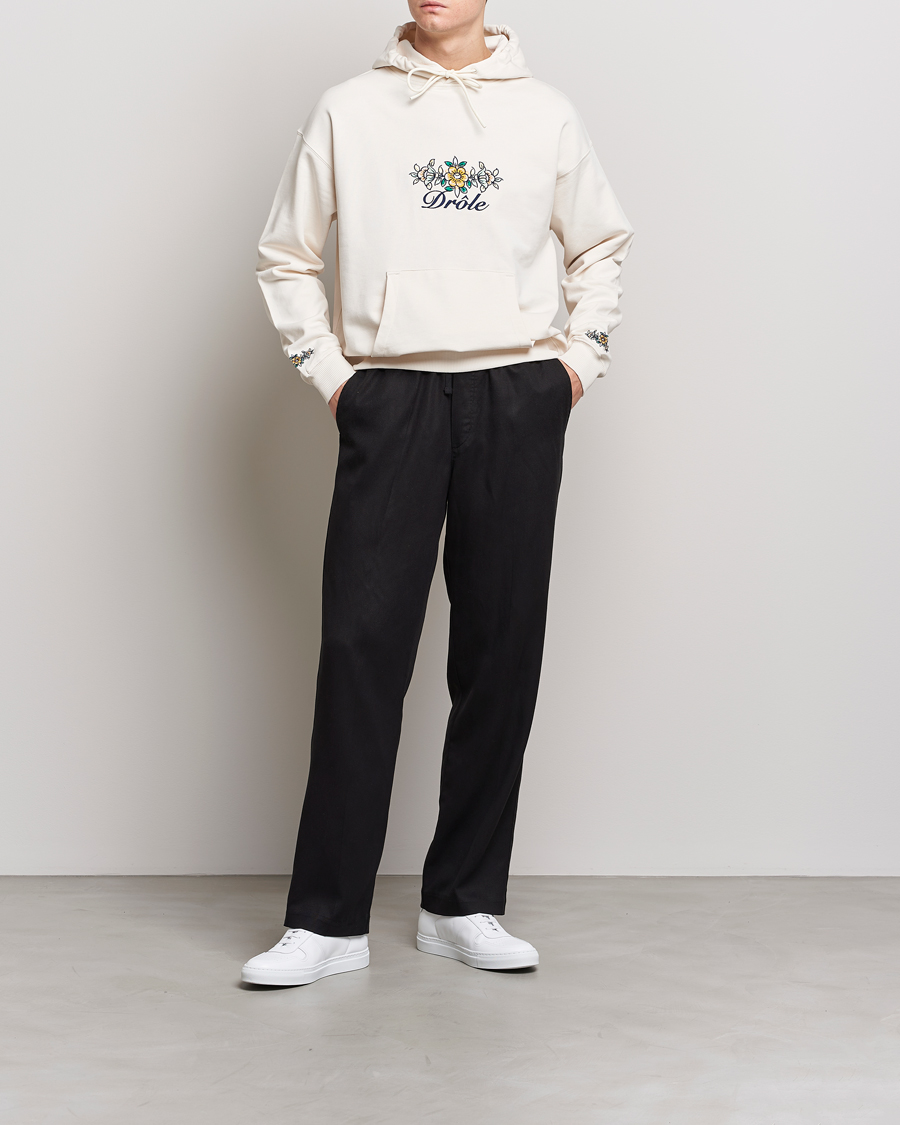Uomini | Maglieria | Drôle de Monsieur | Fleur Embroidered Hoodie Off White
