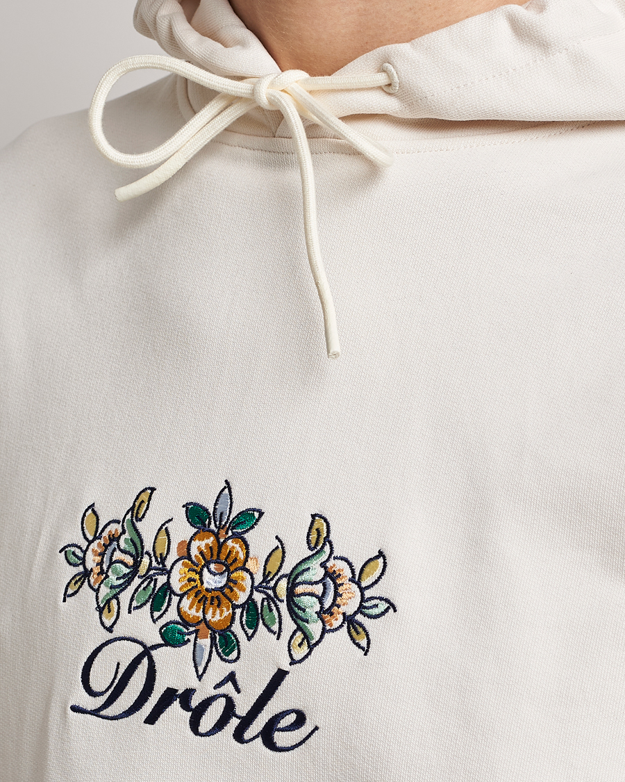 Uomini | Maglieria | Drôle de Monsieur | Fleur Embroidered Hoodie Off White