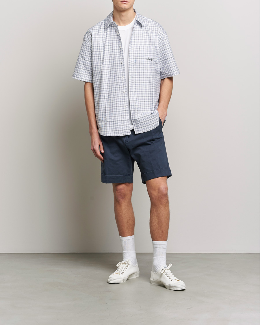 Uomini | Camicie | Drôle de Monsieur | Short Sleeve Signature Shirt Blue Check