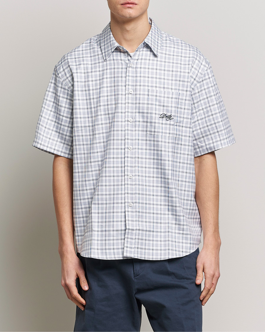 Uomini | Camicie | Drôle de Monsieur | Short Sleeve Signature Shirt Blue Check