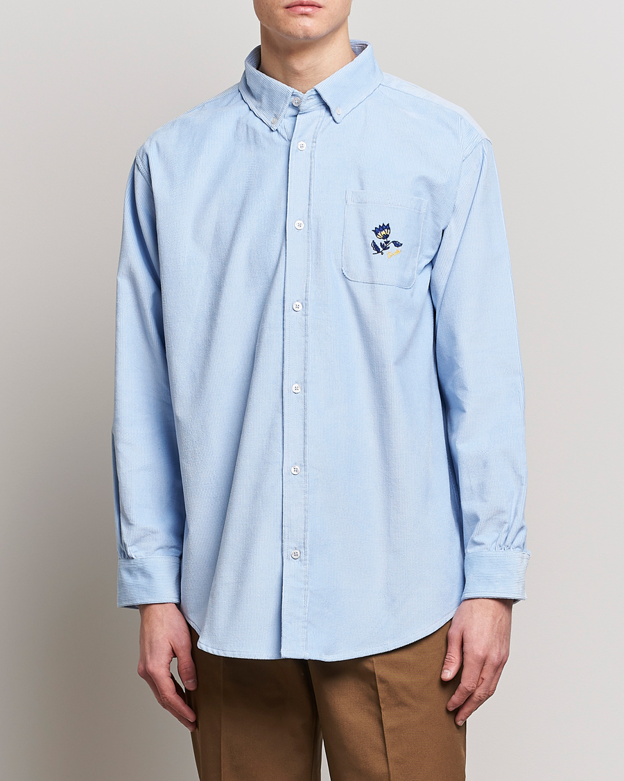 Uomini | Camicie | Drôle de Monsieur | Fleur Corduroy Shirt Light Blue