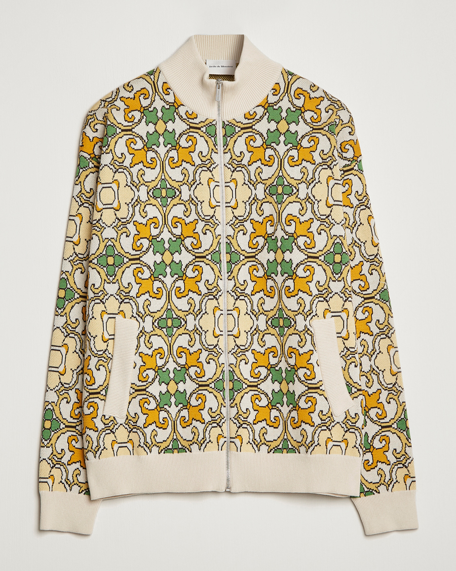 Uomini | Giacche | Drôle de Monsieur | Jacquard Ornaments Zip Blouson Yellow/Green