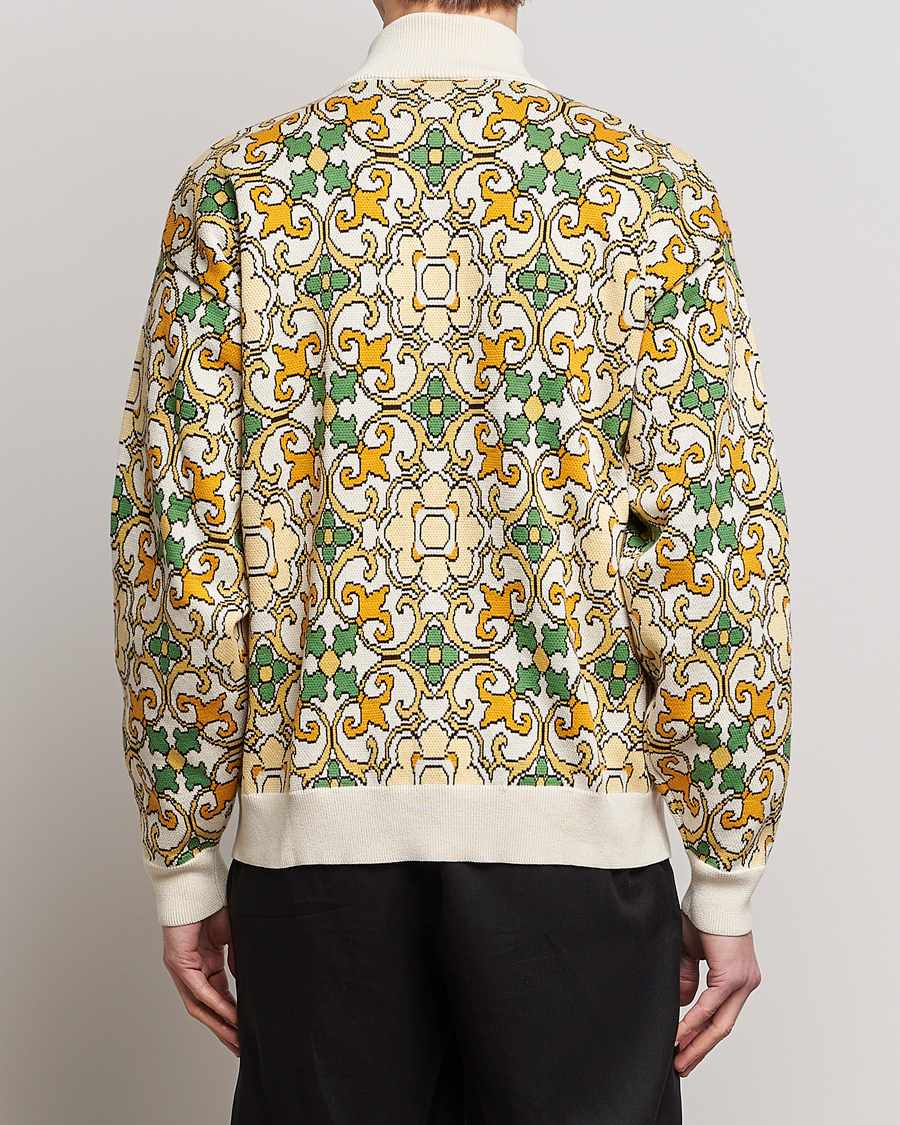 Uomini | Giacche | Drôle de Monsieur | Jacquard Ornaments Zip Blouson Yellow/Green